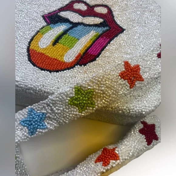 NWT Tiana Designs Ny Beaded Square Crossbody Rainbow Rolling Stones Purse Bag - Picture 2 of 15